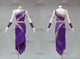 Purple tailor made rumba dancing costumes quality latin dance competition costumes applique LD-SG2221