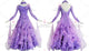 Purple big size tango dance competition dresses plus size Smooth dance team gowns feather BD-SG3904