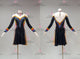 Black tailor made rumba dancing costumes bespoke rumba dancesport dresses applique LD-SG2249