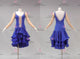 Blue tailor made rumba dancing costumes high quality rhythm competition costumes rhinestones LD-SG2255
