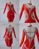 Red customized rumba dancing costumes top best rhythm dance dresses crystal LD-SG2129