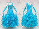 Blue short waltz dance gowns spandex Standard competition gowns flower BD-SG4222