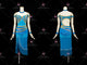 Blue custom rumba dancing clothing custom made rhythm dance team costumes rhinestones LD-SG2055