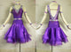 Purple customized rumba dancing clothing short rhythm dancesport dresses lace LD-SG2104
