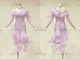 Pink custom made rumba dancing costumes dazzling salsa dance team costumes fringe LD-SG2215