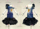 Black And Blue tailor made rumba dancing costumes wedding rumba dance team clothing feather LD-SG2265