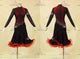 Black And Red tailor made rumba dancing costumes personalize rhythm dance team costumes flower LD-SG2259