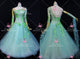 Green And Blue newest prom performance gowns spandex tango dancesport gowns feather BD-SG4423