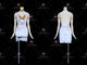 White custom rumba dancing clothing made to measure rhythm dancesport gowns beads LD-SG2064