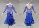 Blue cheap rumba dancing costumes classic salsa dance team clothing flower LD-SG2287
