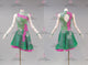 Green And Pink cheap rumba dancing costumes quality salsa dance team dresses sequin LD-SG2281