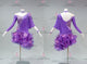 Purple tailor made rumba dancing costumes stoned rumba dance competition costumes feather LD-SG2251