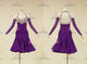 Purple tailor made rumba dancing costumes contemporary latin performance gowns applique LD-SG2263