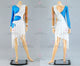 Blue And White custom made rumba dancing costumes luxurious rhythm dance team gowns tassels LD-SG2157