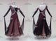 Brown short waltz dance gowns evening ballroom competition costumes lace BD-SG4225