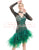 Black And Green with White Sequin Appliques Rhythm Salsa Dance Latin Competition Dress SD-LD10 - Smarts Dance