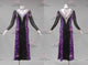 Black And Purple custom made rumba dancing costumes juniors rumba dance gowns beads LD-SG2208