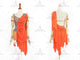 Orange elegant rumba dancing clothing plus size latin dance team gowns applique LD-SG1978
