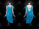Blue custom rumba dancing clothing contemporary swing competition gowns rhinestones LD-SG2041