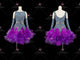 Blue And Purple custom rumba dancing clothing professional salsa dance team dresses applique LD-SG2078