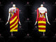 Red And Yellow custom rumba dancing clothing cheap latin performance dresses fringe LD-SG2057