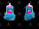 Blue And Pink custom rumba dancing clothing modern swing dancesport gowns rhinestones LD-SG2069