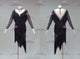 Black tailor made rumba dancing costumes long latin stage gowns fringe LD-SG2229