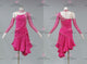 Pink tailor made rumba dancing costumes simple rhythm dancesport costumes flower LD-SG2217