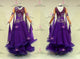 Purple short waltz dance gowns inexpensive tango performance gowns feather BD-SG4180