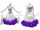 Purple And White retail ballroom champion costumes personalize tango stage gowns manufacturer BD-SG3406