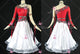Red And White new style homecoming dance team gowns ruffles waltz competition gowns beads BD-SG4554