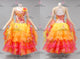 Red And Yellow fashion prom performance gowns short waltz dance competition gowns crystal BD-SG4304