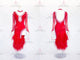 Red elegant rumba dancing clothing discount latin dance team clothing swarovski LD-SG1997