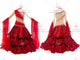 Red retail ballroom champion costumes beads ballroom practice gowns supplier BD-SG3397