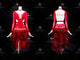 Red elegant rumba dancing clothing womens latin stage gowns sequin LD-SG2025
