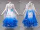 Blue And White long waltz dance gowns short waltz competition gowns beads BD-SG4238
