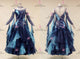 Blue long waltz dance gowns plus size Standard dancing dresses flower BD-SG4233