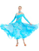 Blue Organza Women Ballroom Smooth Waltz Tango Foxstep Dance Dress SD-BD77