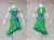 Sparkling Blue And Green Flower Latin Dance Costumes Flamenco Dancer Outfits LD-SG2218