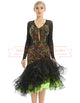 Black with Silver Sequin Long Sleeves Tango Salsa Latin Rhythm Competition Dresses SD-LD09