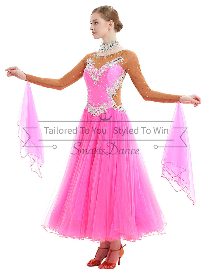 ballroom dancing dresses Pink U Neckline Ballroom Latin Dance Dresses SD-BD36 – Smarts Dance