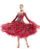 Red Off-shoulder Ballroom Viennese Waltz Dance Dress SD-BD62