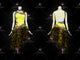 Black And Yellow custom rumba dancing clothing sexy rhythm competition gowns tassels LD-SG2042