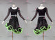 Black And Green custom made rumba dancing costumes shine salsa champion clothing tassels LD-SG2214