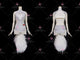 White elegant rumba dancing clothing wedding latin stage costumes applique LD-SG2021