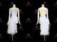 White elegant rumba dancing clothing cheap swing dance competition skirts sequin LD-SG1996