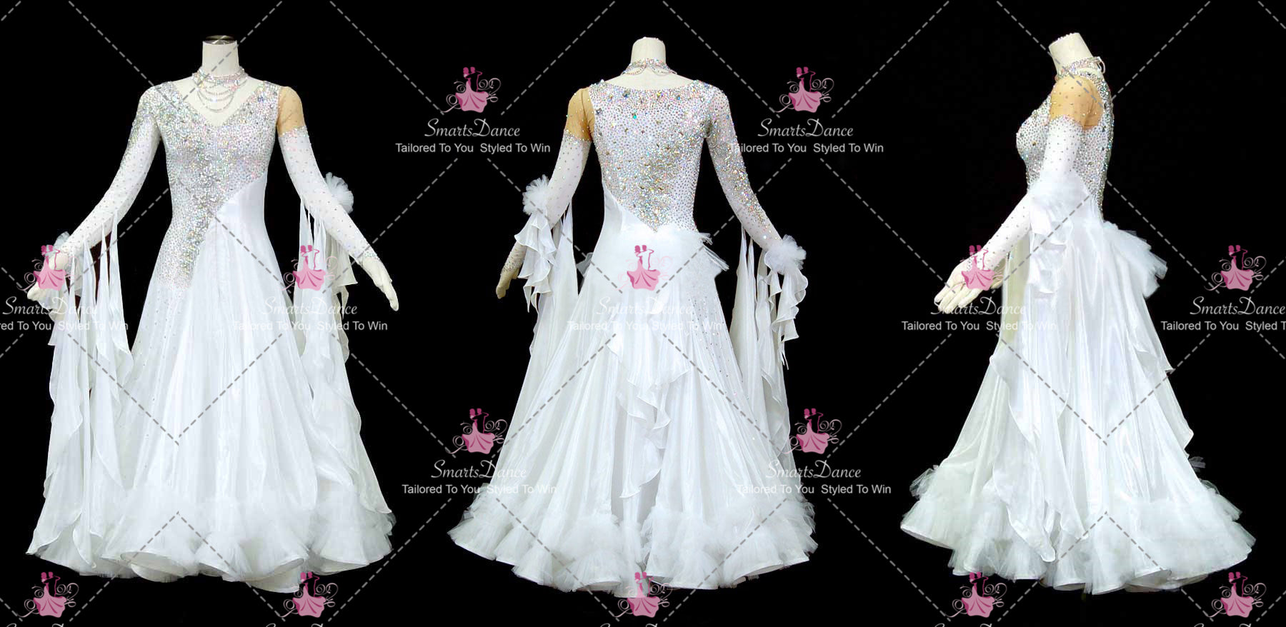 White new collection waltz dance competition dresses made to order tan Smarts Dance White new collection waltz dance competition dresses made to order tan Smarts Dance