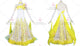 White And Yellow big size tango dance competition dresses long Standard competition gowns flower BD-SG3910