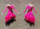 Black And Pink tailor made rumba dancing costumes spandex rhythm stage gowns lace LD-SG2276