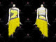 Yellow elegant rumba dancing clothing girls salsa dance competition skirts swarovski LD-SG2026